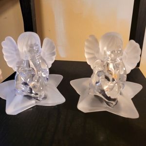 Crystal Clear 2 Angel tapered candle holders